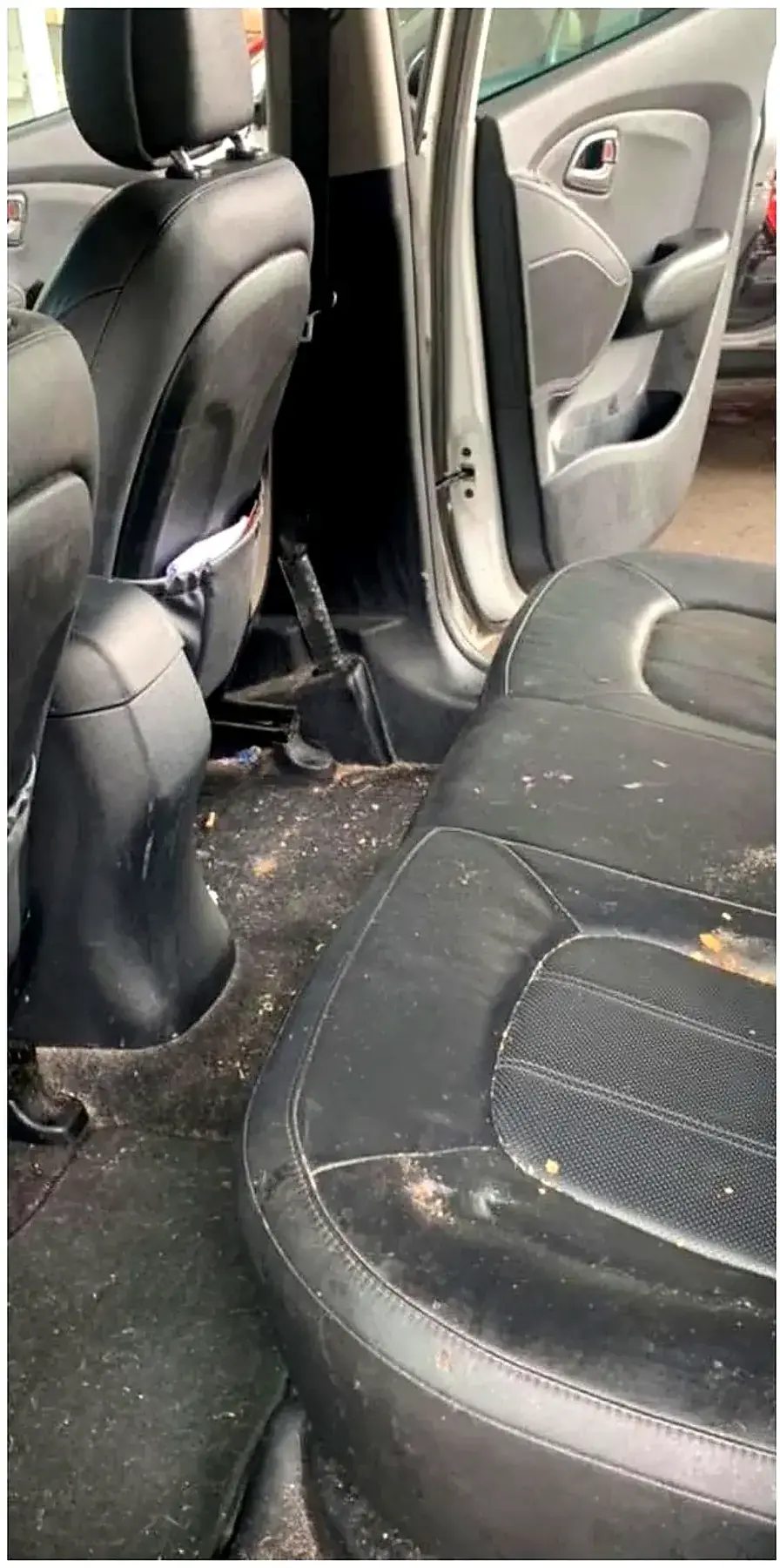 Vehicle interior before detailing